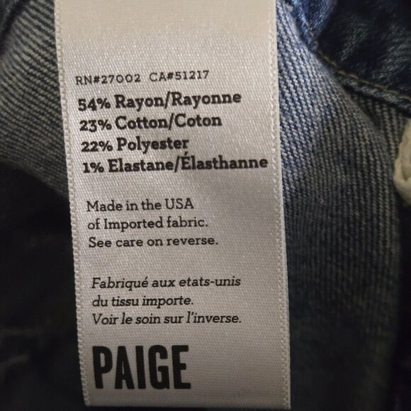 Paige Wide Leg Cropped Mid Wash High Rise Jeans Size 27 - Picture 6 of 6